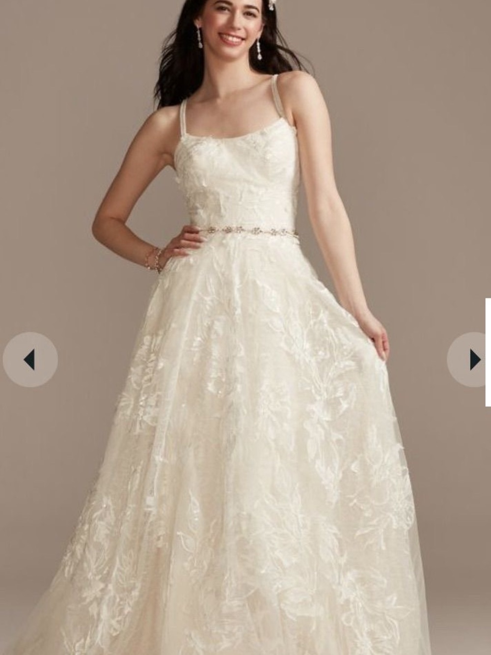Melissa Sweet Ivory Lace A-Line Wedding Dress with Beaded Waistband